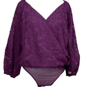 NWOT Stunning Damson (Burgundy/maroon/plum) bodysuit with front snap closure